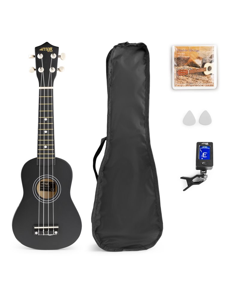 UKEY Ukulele Set Soprano 21" Negro