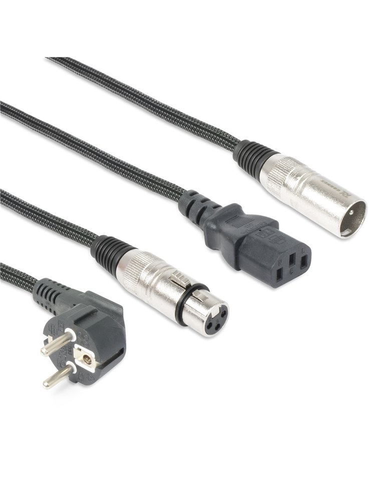CX02-10 Audio Combi Cable Schuko - XLR F / IEC F - XLR M 10m
