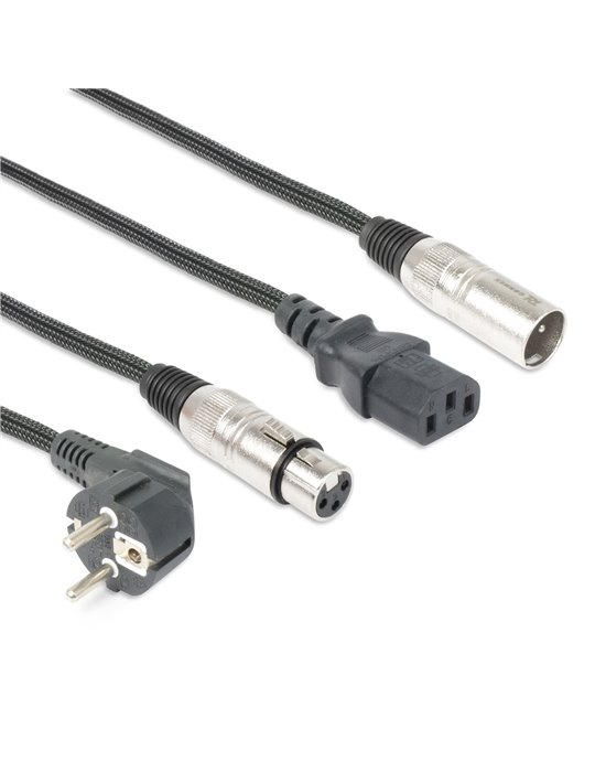 CX02-10 Audio Combi Cable Schuko - XLR F / IEC F - XLR M 10m