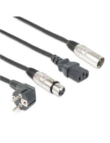 CX02-20 Audio Combi Cable Schuko - XLR F / IEC F - XLR M 20m