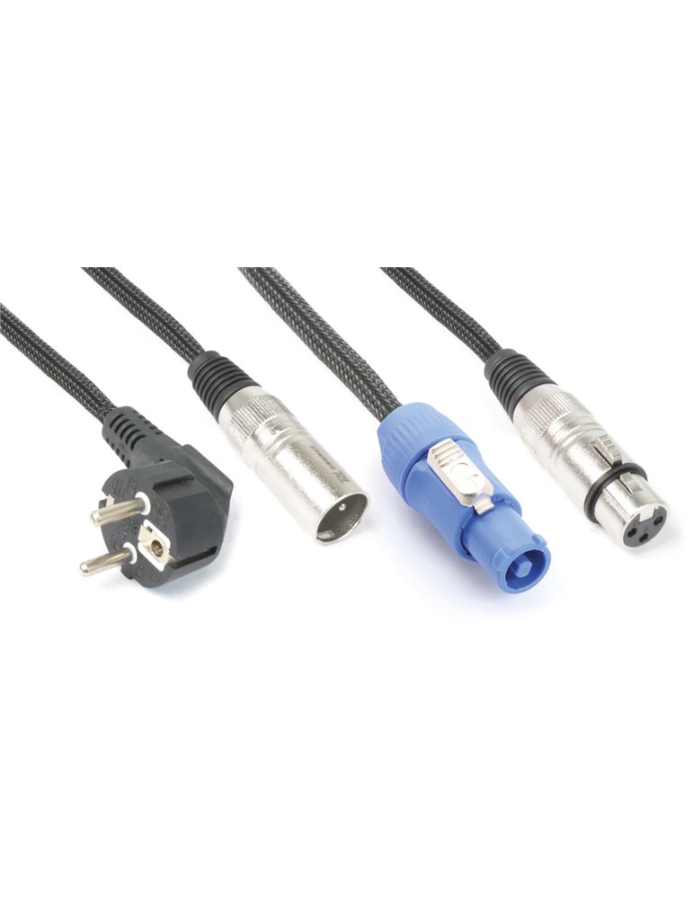 CX08-10 Ligero Combi Cable Schuko - XLR M / Alimentacion A - XLR F 10m 