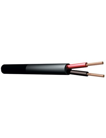 RX12 Cable altavoz linea de 100V, 2 x 1.5mm, 15A, Negro, 100m