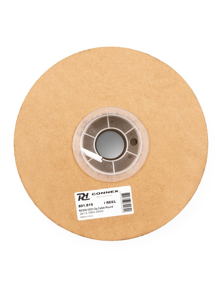 RX12W Cable altavoz linea de 100V, 2 x 1.5mm, 15A, Blanco, 100m