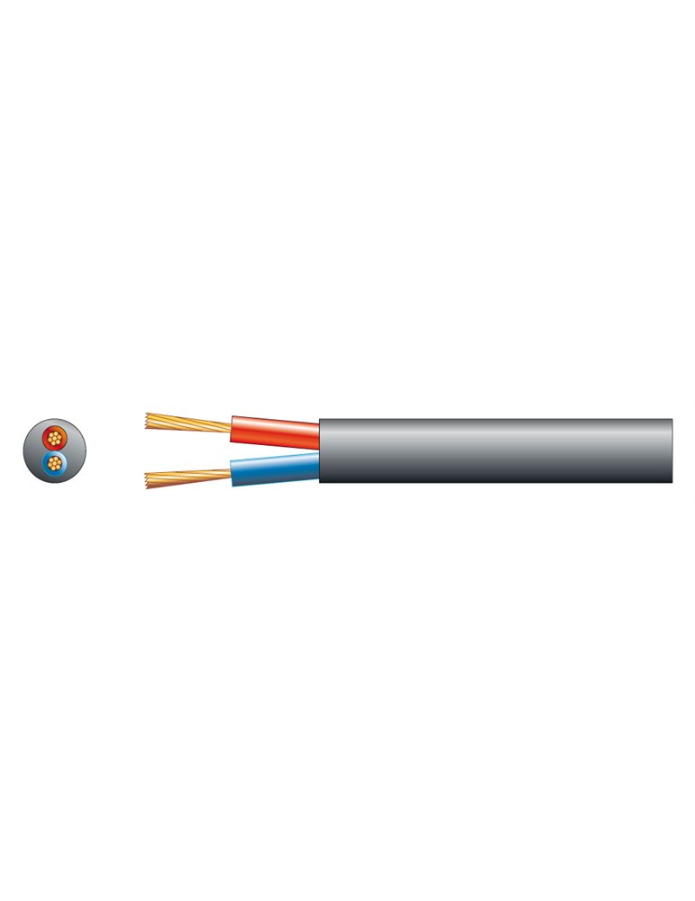RX14 Cable altavoz linea de 100V, 2 x 2.5mm, 25A, Negro, 100m