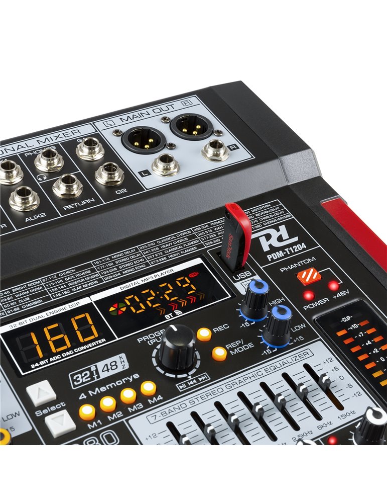 PDM-T1204 Mezclador de directo 12 canales DSP/MP3