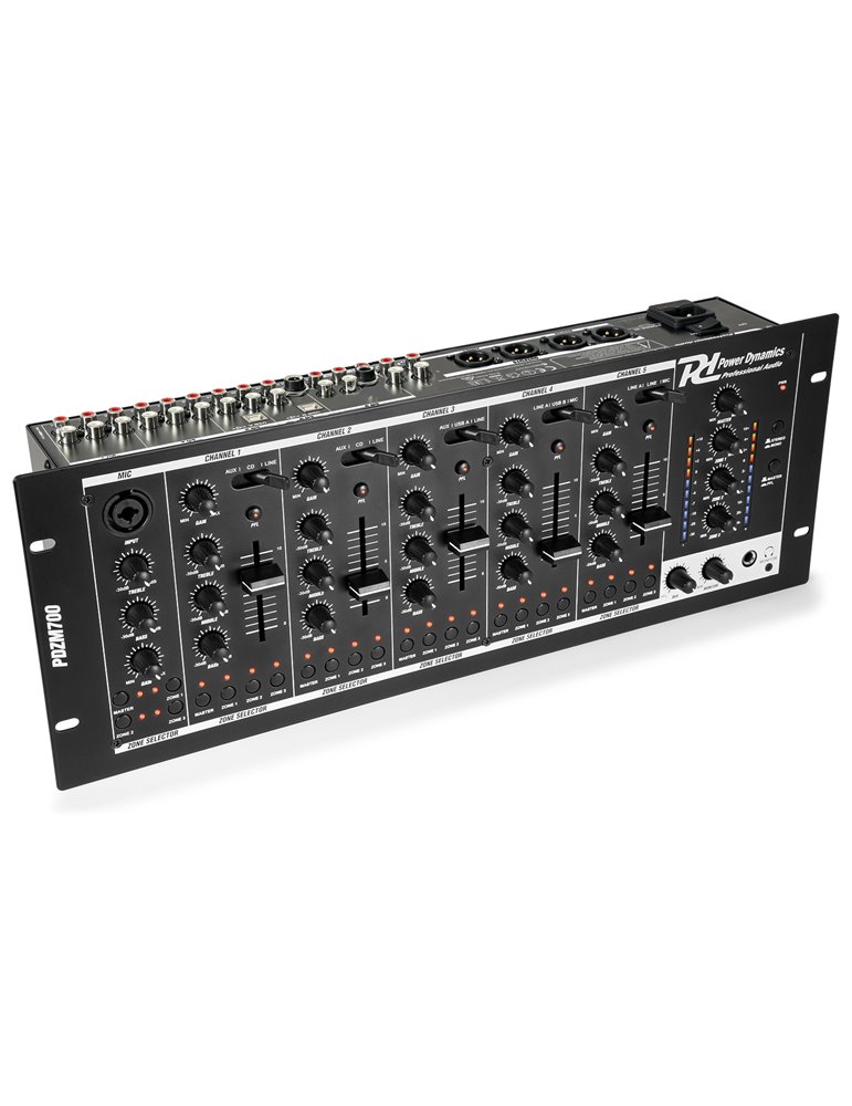 PDZM700 Mezclador instalacion de 6 canales USB 4 zonas