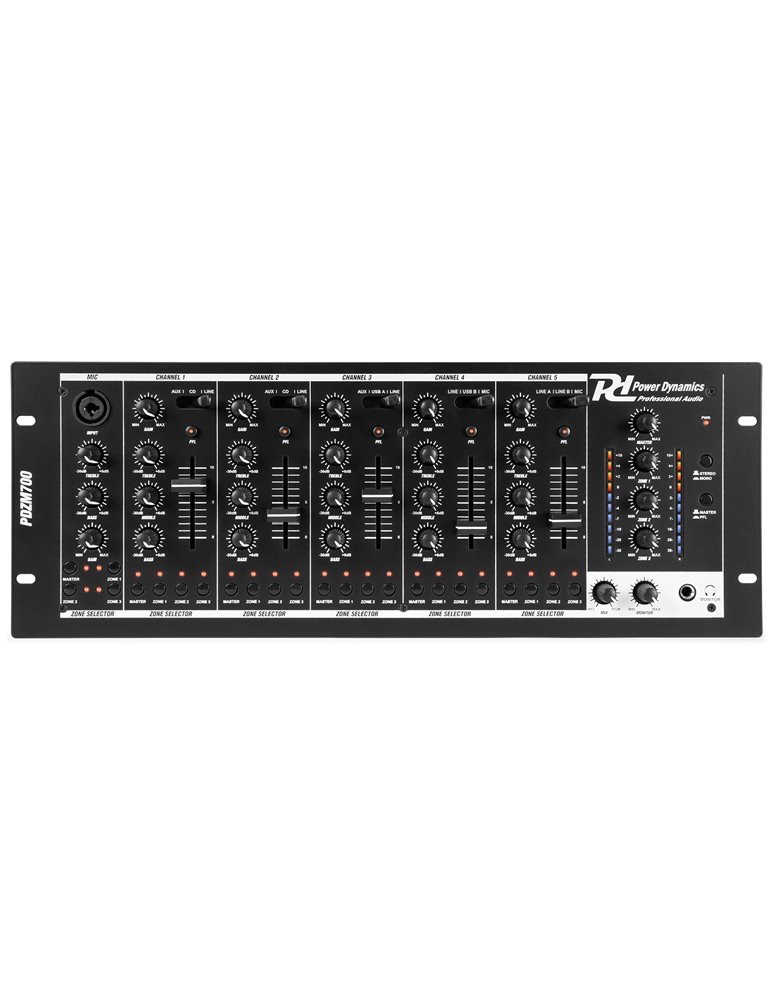 PDZM700 Mezclador instalacion de 6 canales USB 4 zonas