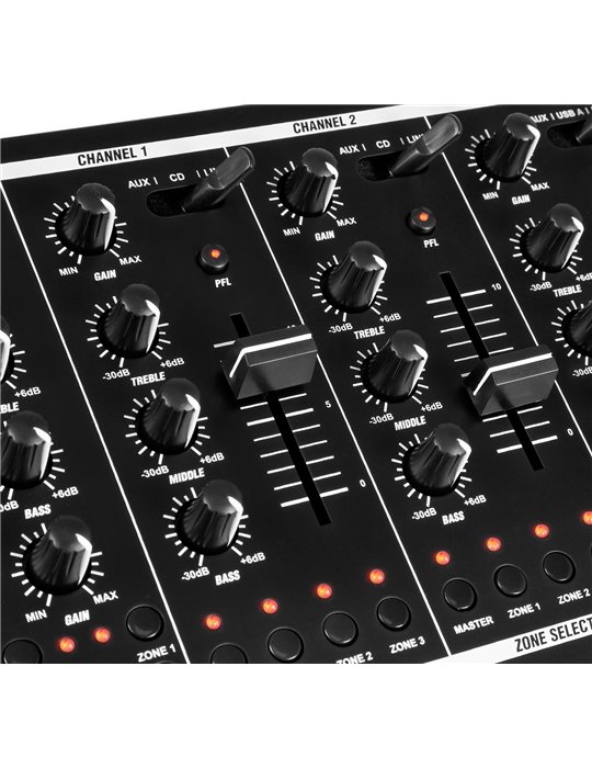 PDZM700 Mezclador instalacion de 6 canales USB 4 zonas