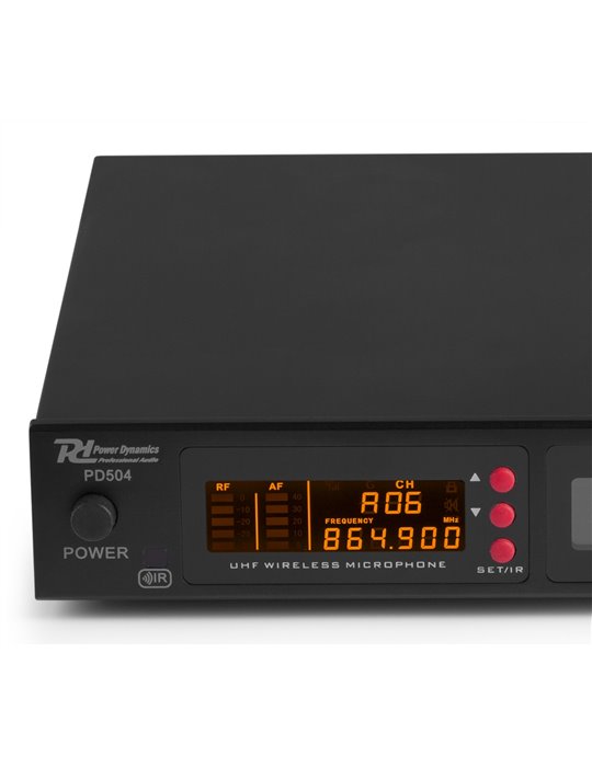 PD504B Microfono inalambrico de 4x 50 canales UHF con 4 microfonos de cabeza