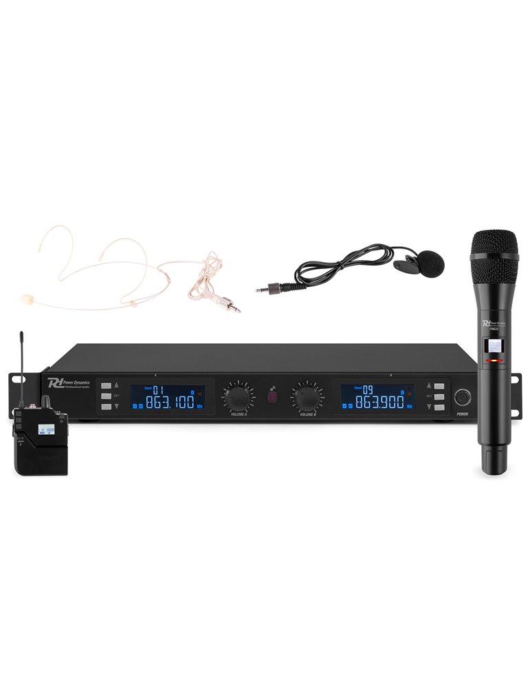 PD632C 2x 20 Canales Digital UHF Microfono inalambrico Combi