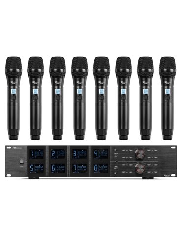 PD528 Set de micrófono inalámbrico UHF con 8 micrófonos de mano