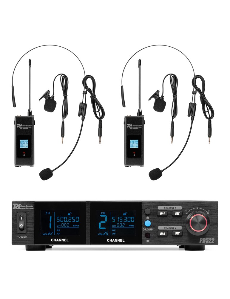 PD522B Juego de micrófono inalámbrico UHF con 2 micrófonos de petaca