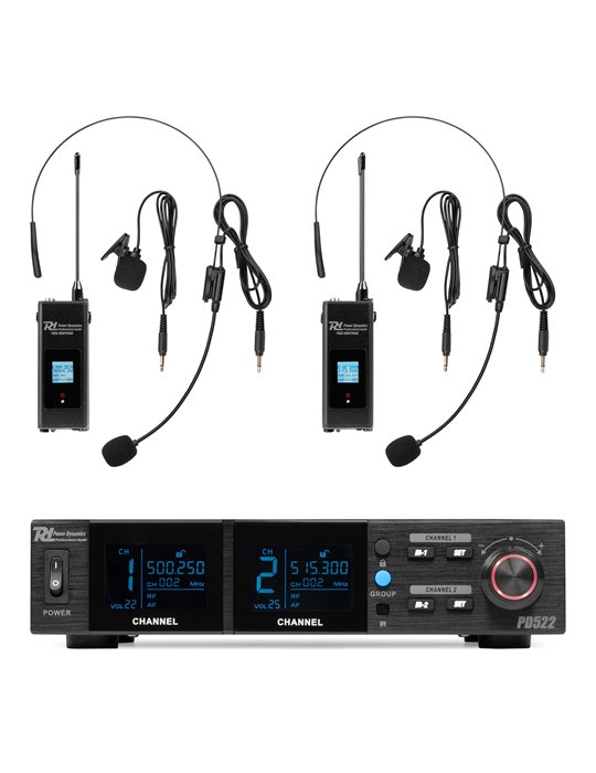 PD522B Juego de micrófono inalámbrico UHF con 2 micrófonos de petaca