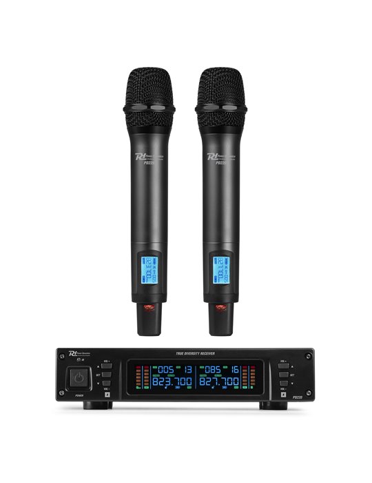 PD220 Micrófono inalámbrico de mano UHF 2x 80-Canales, sistema True Diversity