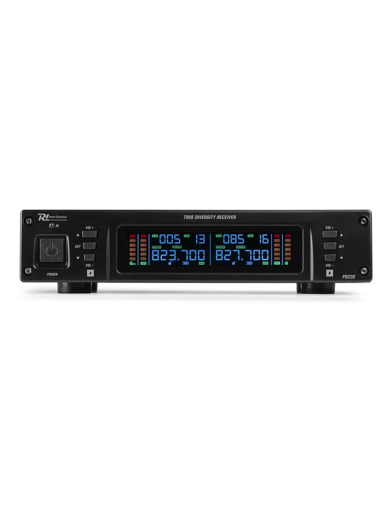 PD220 Micrófono inalámbrico de mano UHF 2x 80-Canales, sistema True Diversity