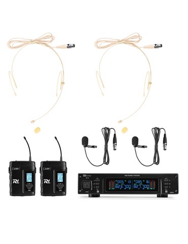 D220B Micrófono inalámbrico de petaca UHF 2x 80-Canales, sistema True Diversity