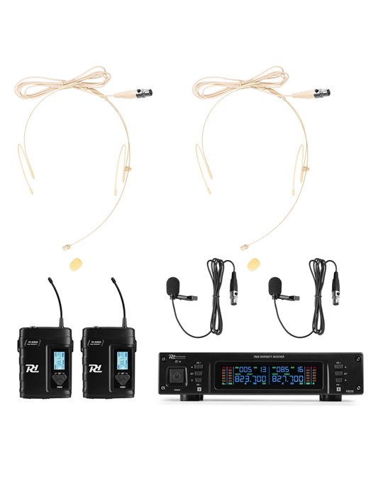 D220B Micrófono inalámbrico de petaca UHF 2x 80-Canales, sistema True Diversity