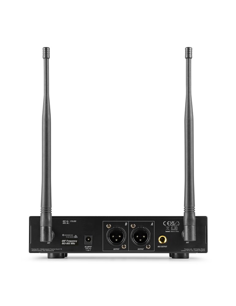 D220B Micrófono inalámbrico de petaca UHF 2x 80-Canales, sistema True Diversity