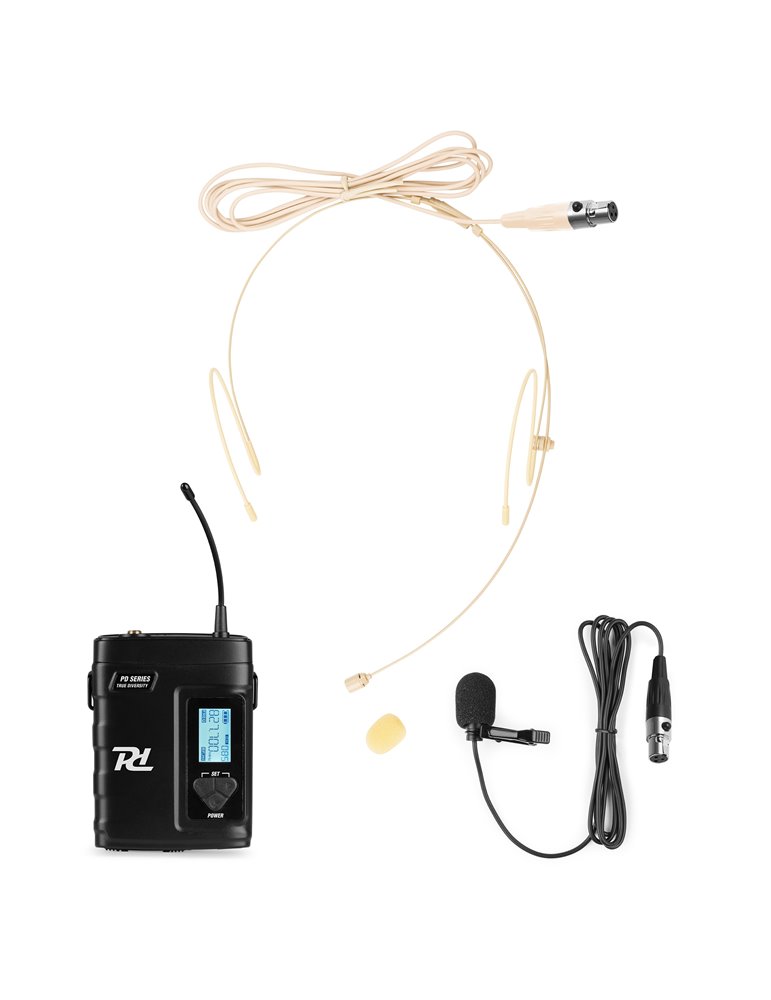 D220B Micrófono inalámbrico de petaca UHF 2x 80-Canales, sistema True Diversity