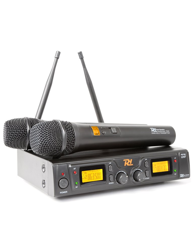 PD782 Microfono Inalambrico UHF 2x 8 Canales con 2 Micrófonos 