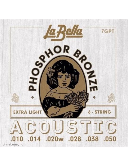 Juego La Bella Acústica Phosphor Bronze 7-GPT (010-050)