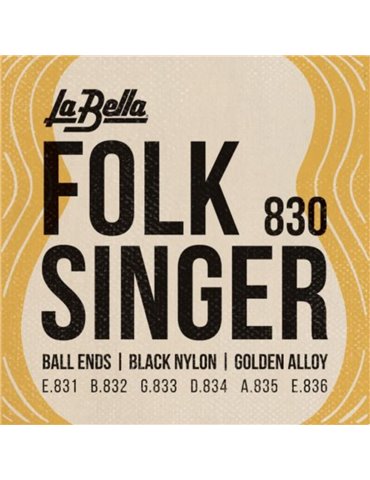 Juego La Bella Folksinger Black Nylon Clásica 830