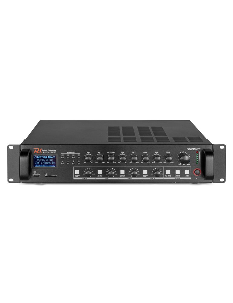 PDV240MP3 PA Mixer Amplifier 240W/100V 4 zones 