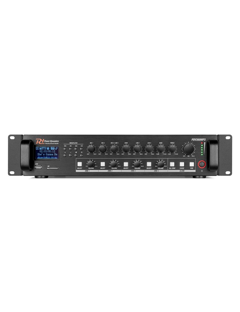 PDV360MP3 PA Mixer Amplifier 360W/100V 4 zones 