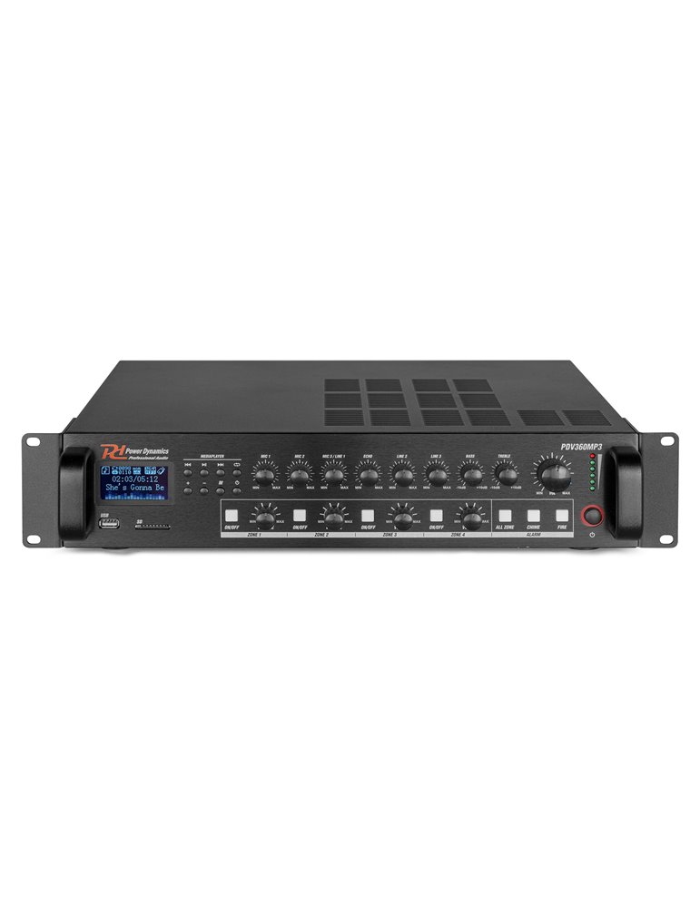 PDV360MP3 PA Mixer Amplifier 360W/100V 4 zones 