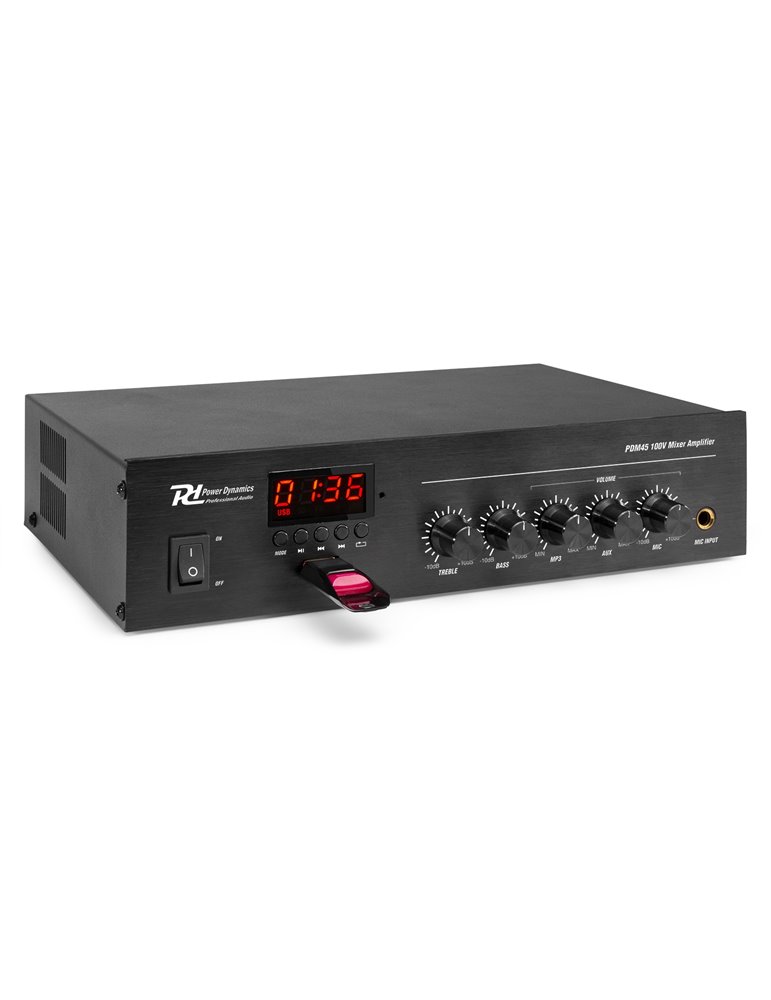 PDM45 Mezclador – Amplificador 100V con BT y reproductor media 45W