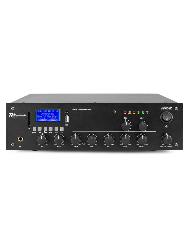 PPA502 Mezclador amplificador 100V - 50W 2 Zonas