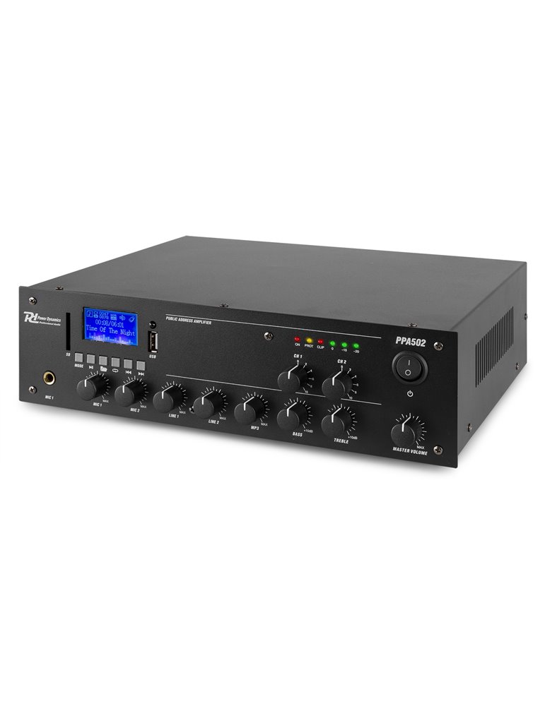 PPA502 Mezclador amplificador 100V - 50W 2 Zonas