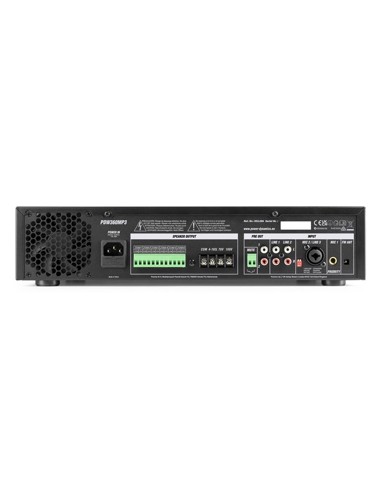 PDW360MP3 Mezclador amplificado PA 360W/100V 6 zonas