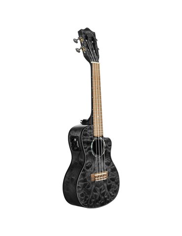 Ukelele Concert Lanikai QM-BKCEC Quilted Maple Electrificado Black
