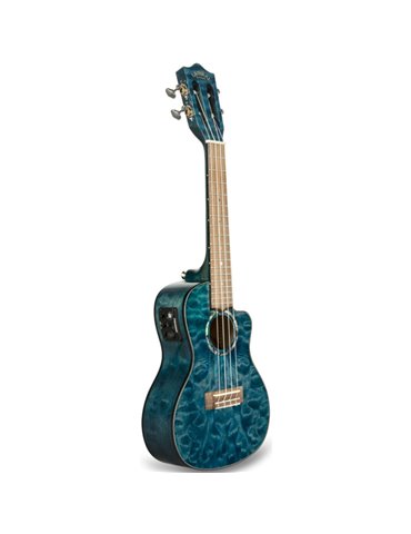 Ukelele Concert Lanikai QM-BLCEC Quilted Maple Electrificado Blue