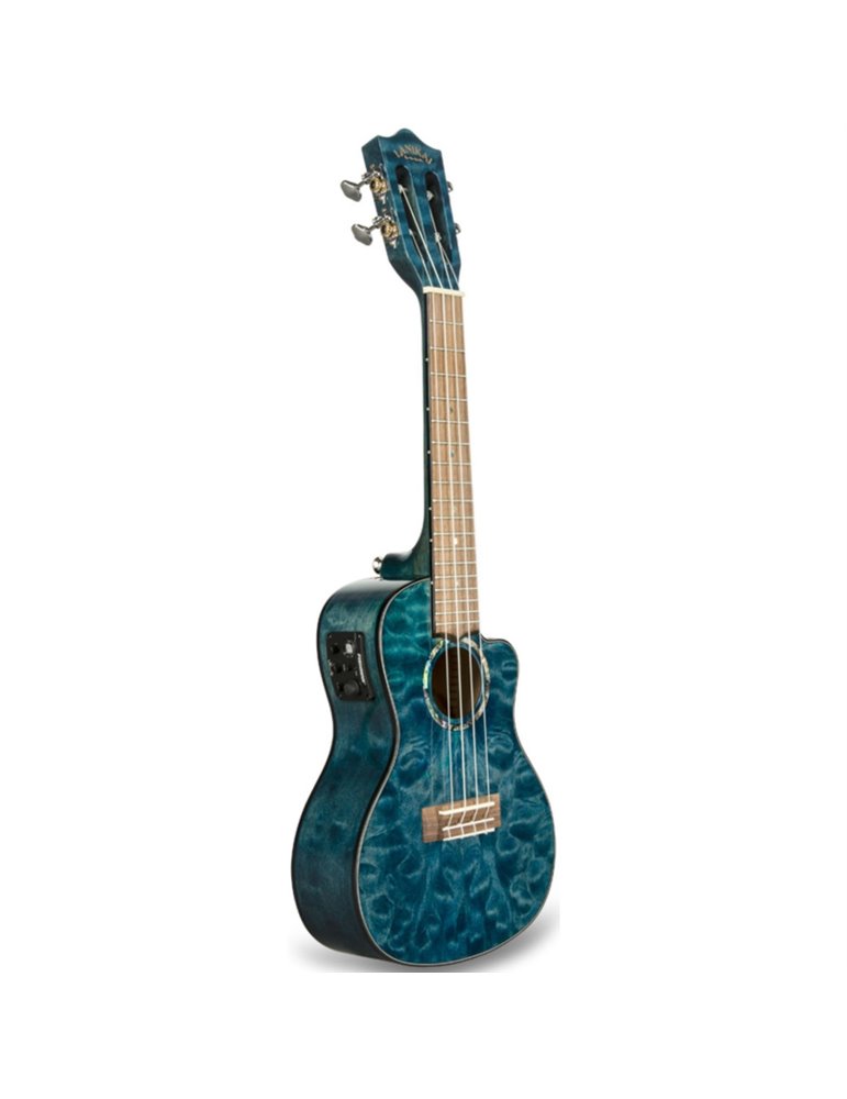 Ukelele Concert Lanikai QM-BLCEC Quilted Maple Electrificado Blue