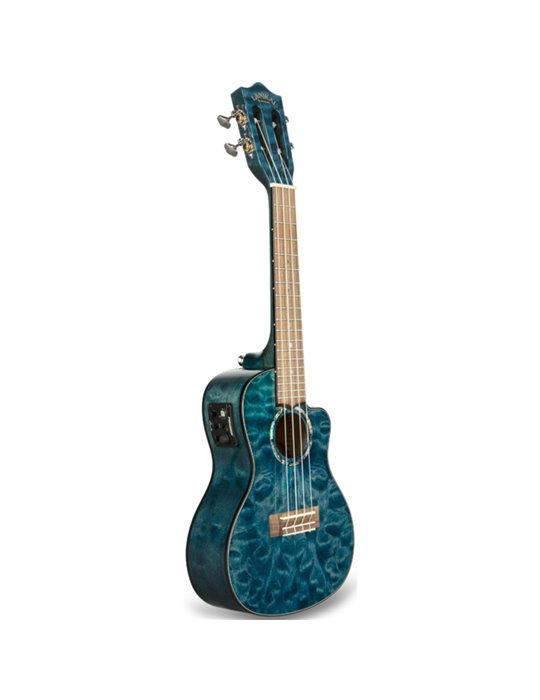 Ukelele Concert Lanikai QM-BLCEC Quilted Maple Electrificado Blue