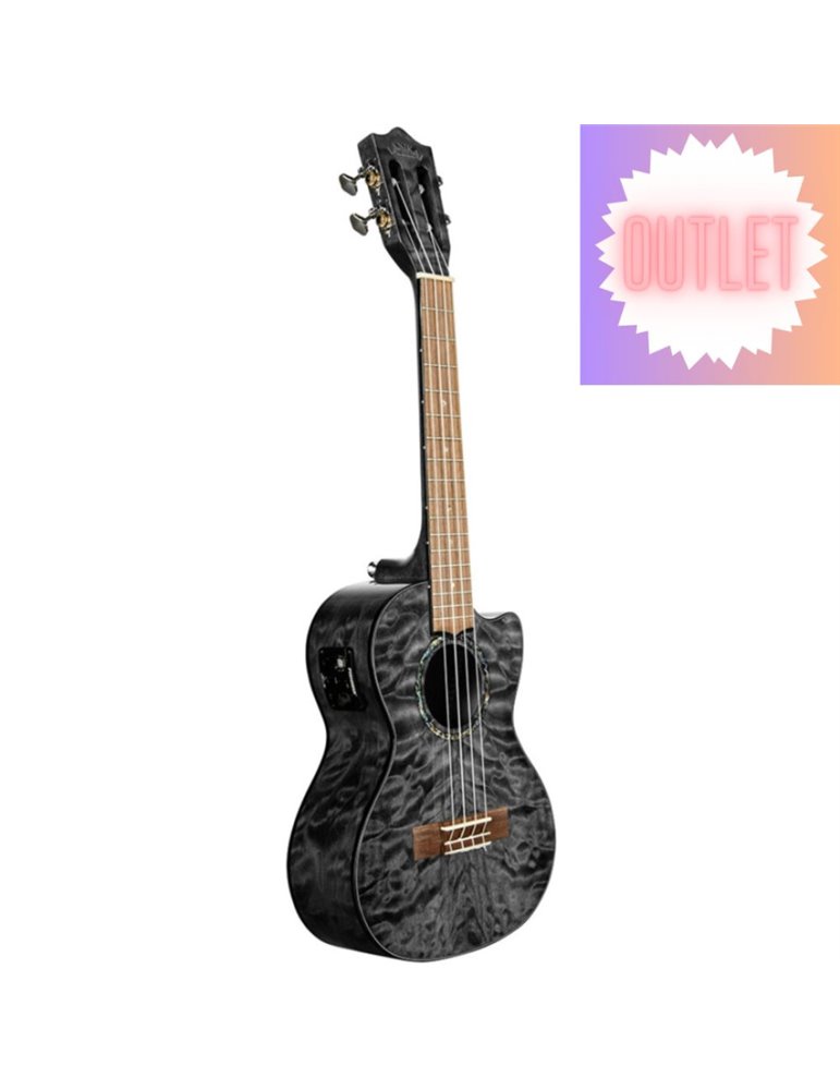 Ukelele Tenor Lanikai QM-BKCET Quilted Maple Electrificado Black