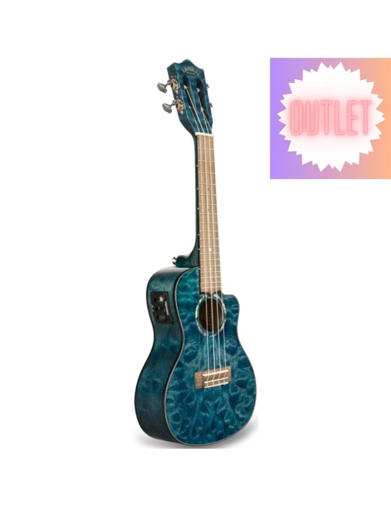 Ukelele Concert Lanikai QM-BLCEC Quilted Maple Electrificado Blue