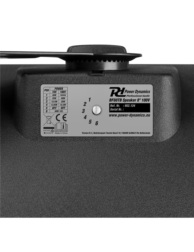 BF80TB Altavoz In/Outdoor 8" IPX5 Negro 100V