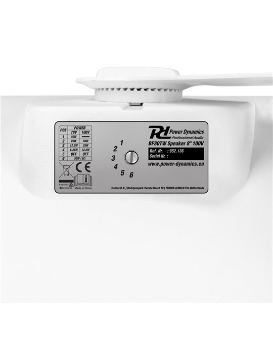 BF80TW Altavoz In/Outdoor 8" IPX5 Blanco 100V