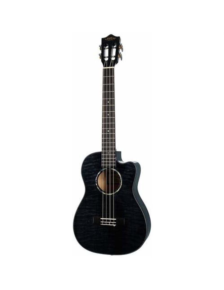 Ukelele Barítono Lanikai LKUQMBKCEB Quilted Maple Electrificado Negro