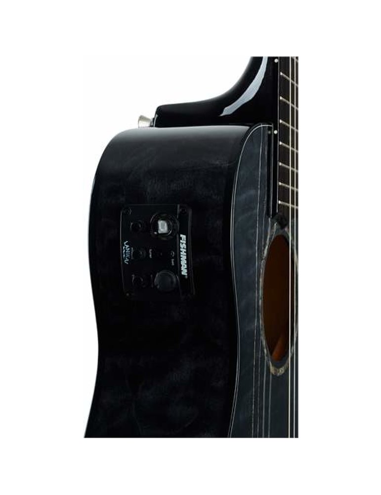 Ukelele Barítono Lanikai LKUQMBKCEB Quilted Maple Electrificado Negro