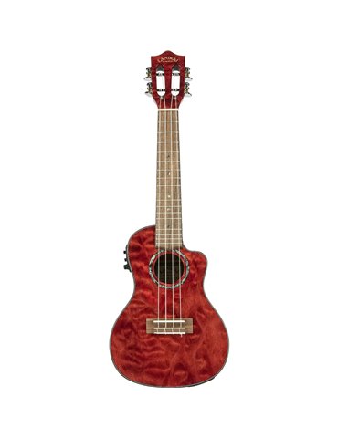 Ukelele Barítono Lanikai LKUQMBKCEB Quilted Maple Electrificado Rojo