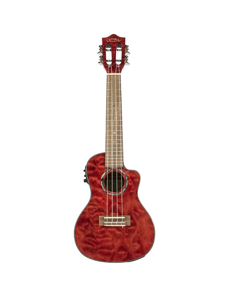 Ukelele Barítono Lanikai LKUQMBKCEB Quilted Maple Electrificado Rojo