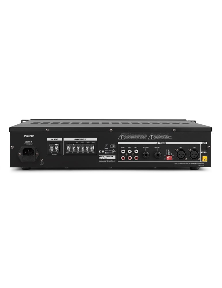 PRM240 Mezclador amplificador 100V 6 canales 4-Zonas 240W