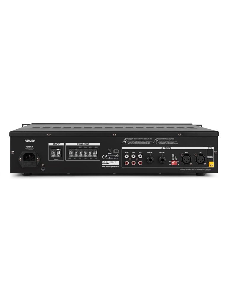 PRM360 Mezclador amplificador 100V 6 canales 4-Zonas 360W