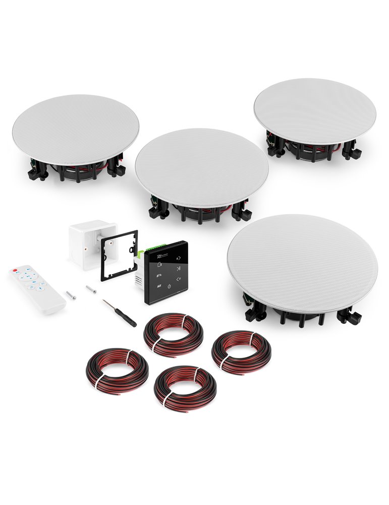 Powerline A100BSet Conjunto amplificador para empotrar en pared con 4 altavoces de techo
