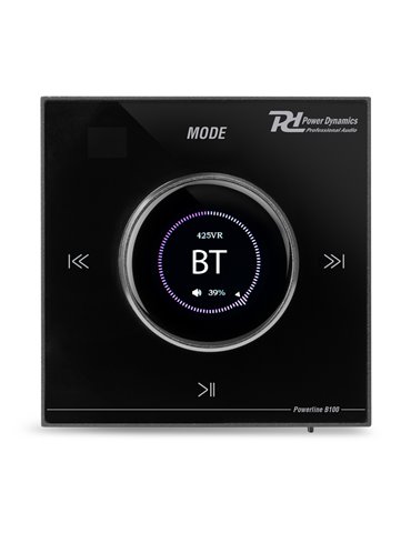 Powerline B100B Amplificador empotrable BT/LCD Negro