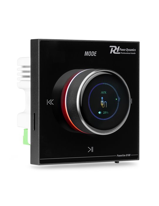 Powerline B100B Amplificador empotrable BT/LCD Negro